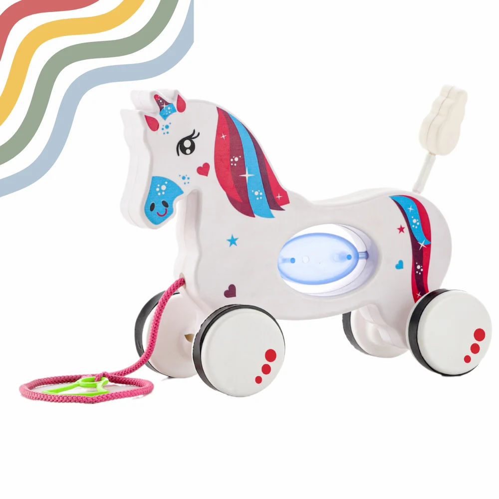 Kids Plastic Unicorn Pull Along Toy