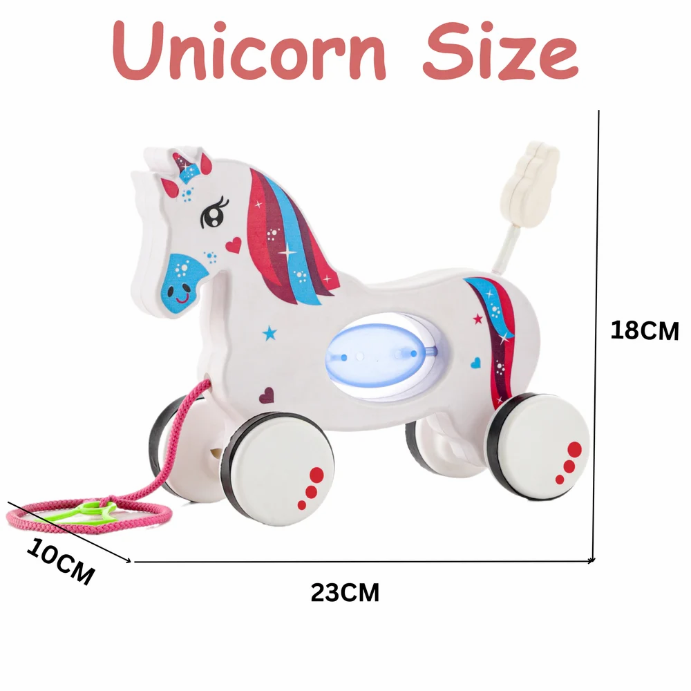 Kids Plastic Unicorn Pull Along Toy