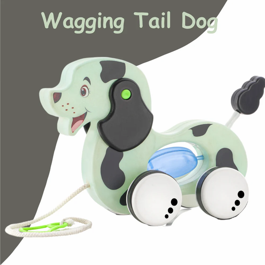 Kids Plastic Dog Pull Along Wagging Tail Toy