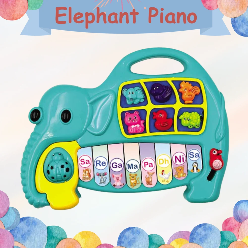 Musical Elephant Piano Toy, Upto 2 Years