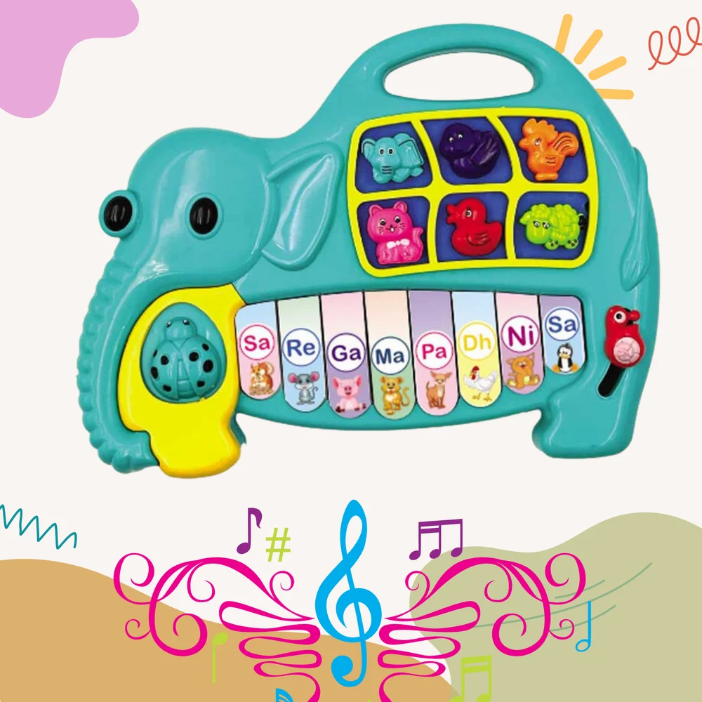 Musical Elephant Piano Toy, Upto 2 Years