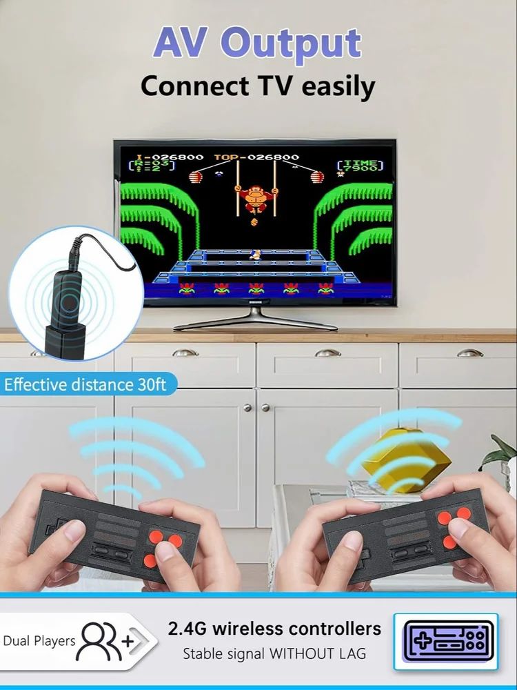 New Tv Video Game, 8 Bit, Controllers: Wireless