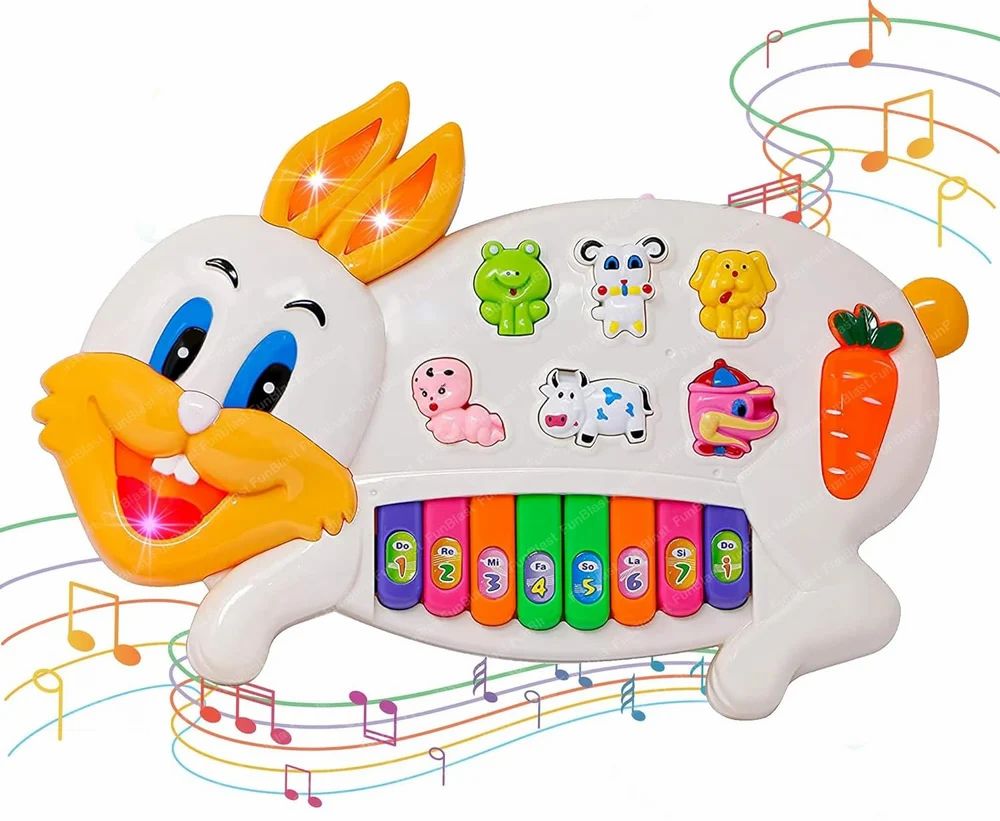 Musical Rabbit Piano for Kids with Flashing Lights